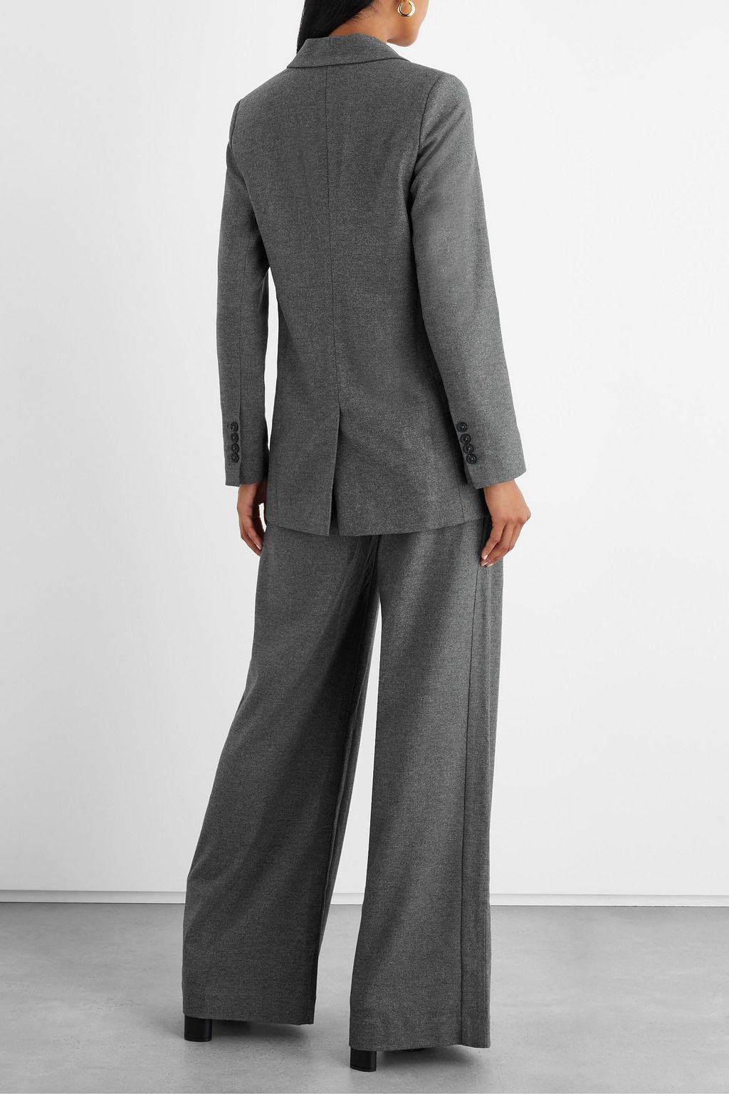IRIS & INK Fayette double-breasted mélange flannel blazer