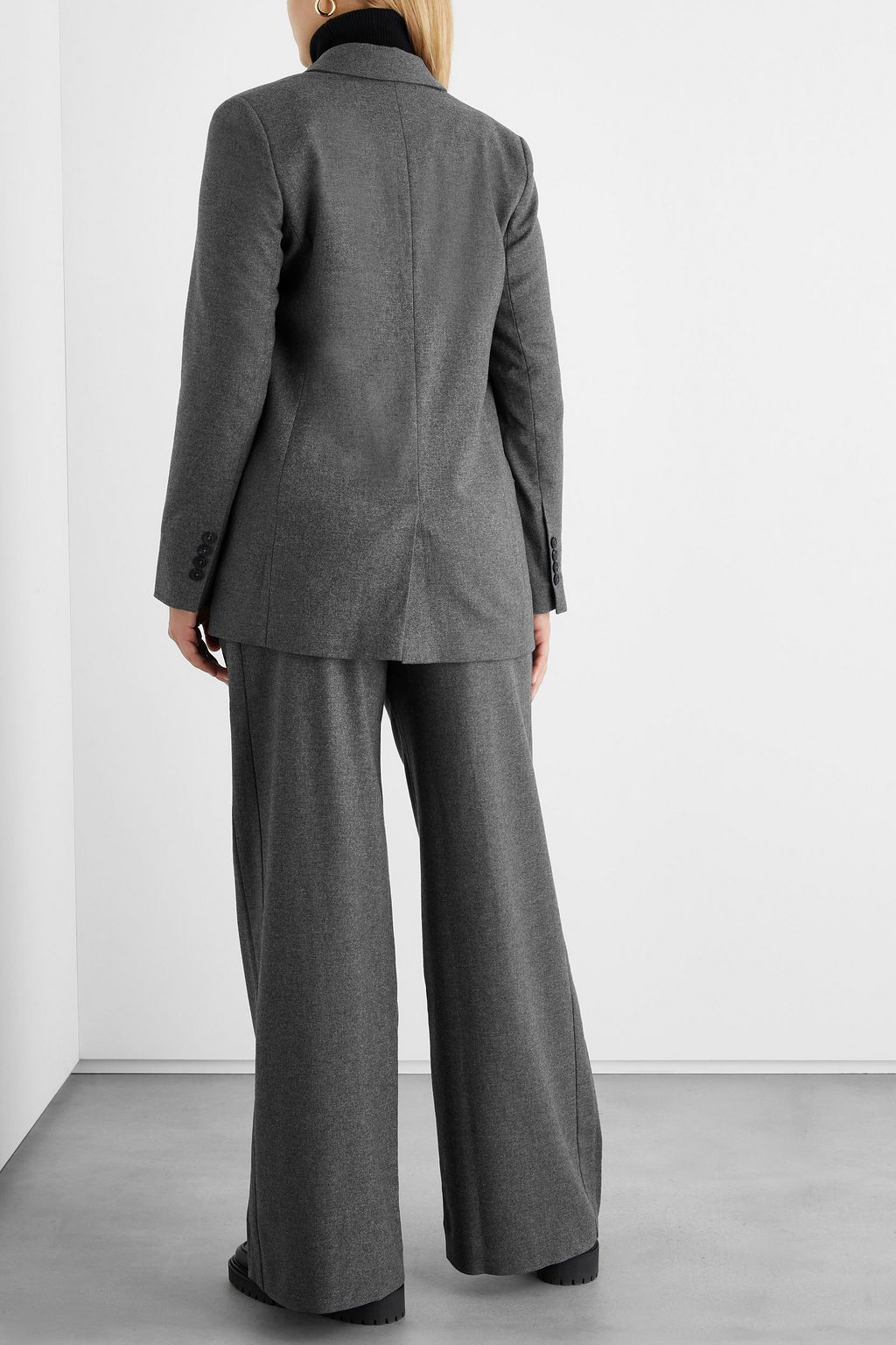 IRIS & INK Fayette double-breasted mélange flannel blazer