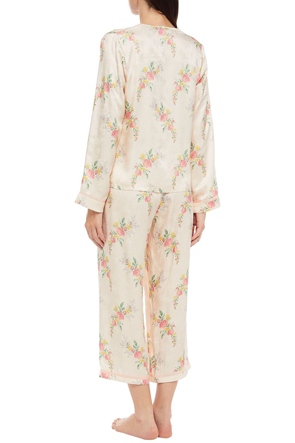 MORGAN LANE Ines floral-print satin-jacquard pajama pants
