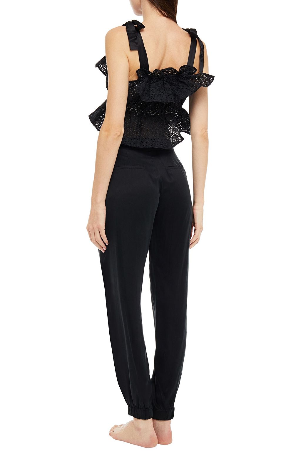 MORGAN LANE Cici satin-trimmed broderie anglaise cotton pajama top