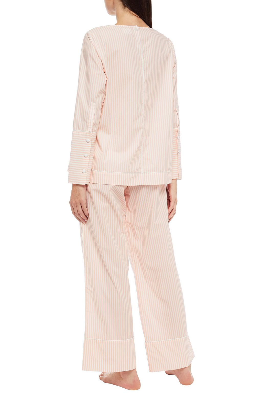 MORGAN LANE Striped organic cotton-poplin pajama pants