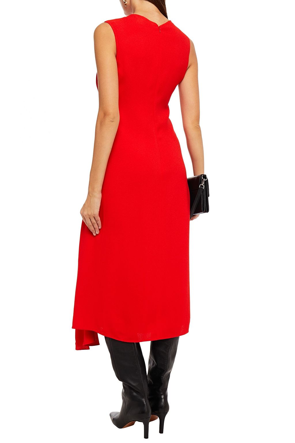 VICTORIA BECKHAM Gathered barbel-embellished crepe midi dress