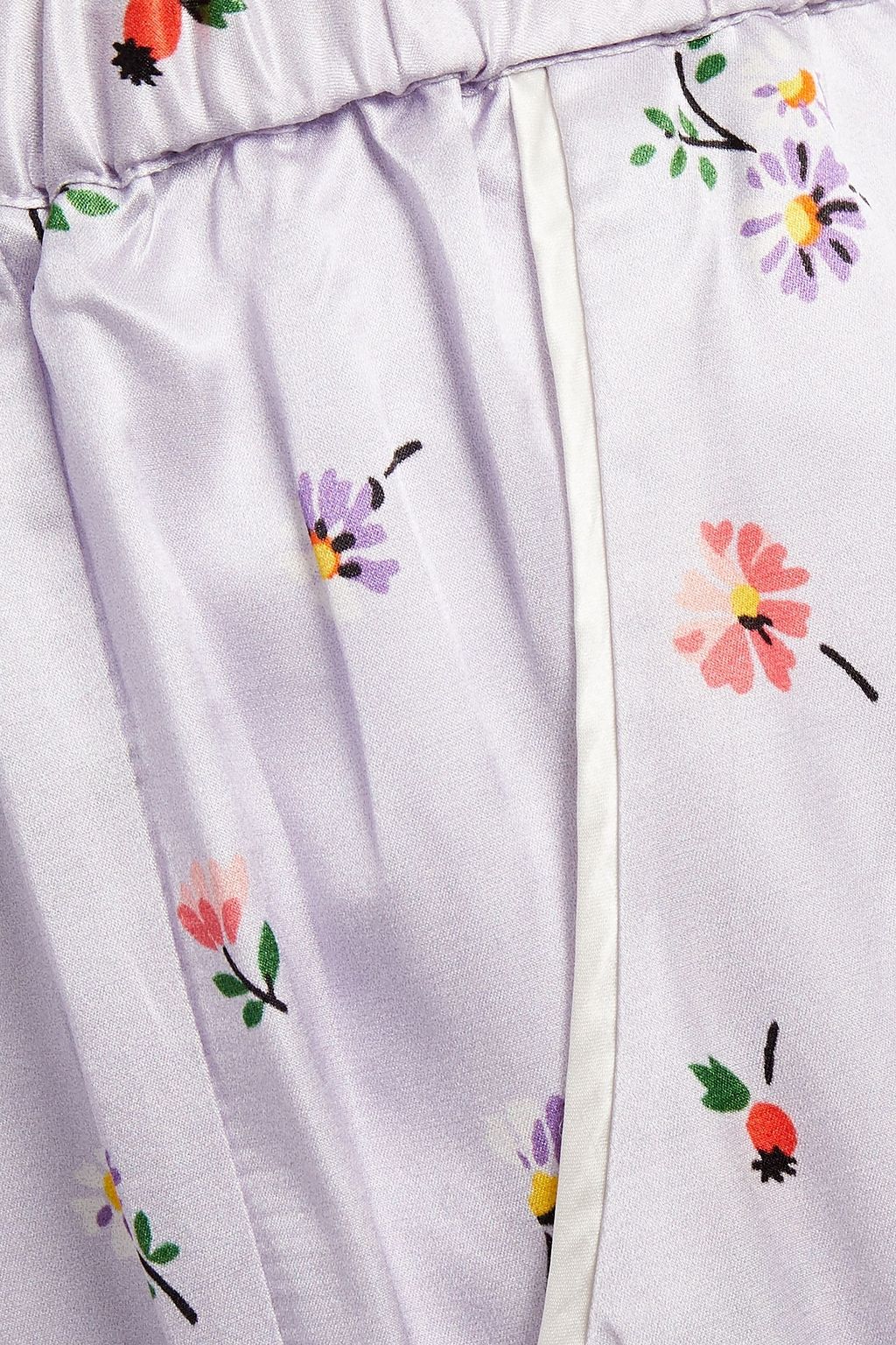 MORGAN LANE Petal cropped embellished floral-print satin pajama pants