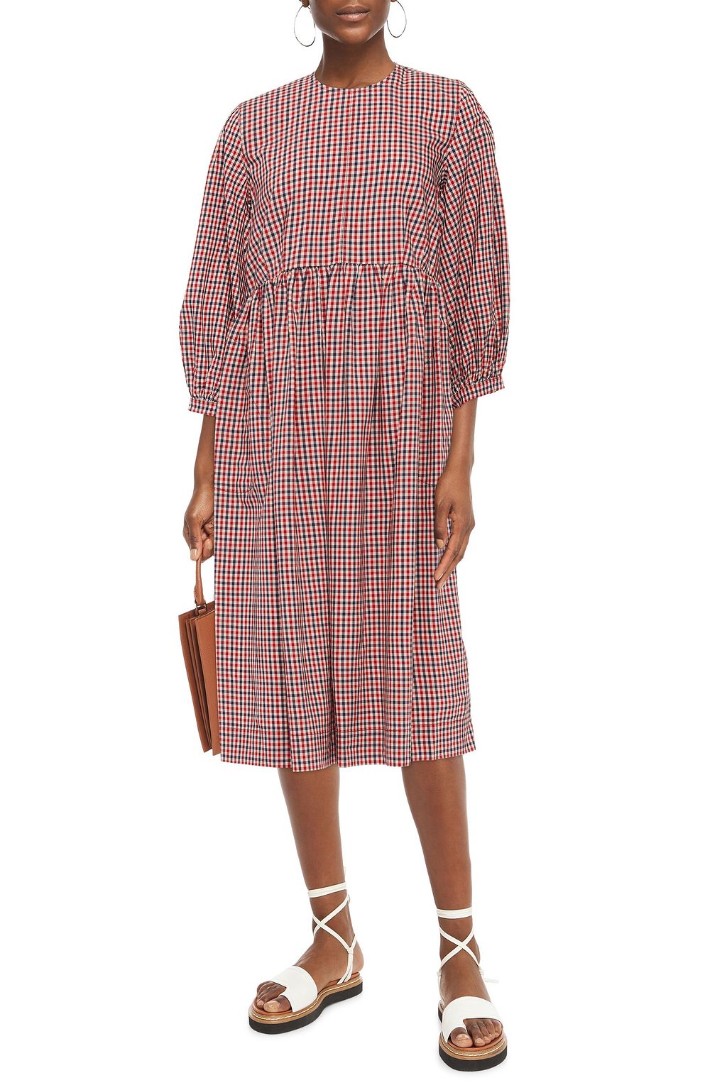 &DAUGHTER Rosalie gathered gingham woven midi dress