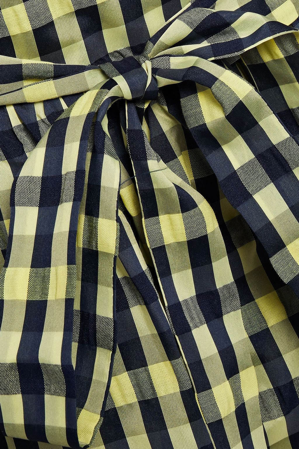 BAUM UND PFERDGARTEN Accalya gathered gingham taffeta mini wrap dress