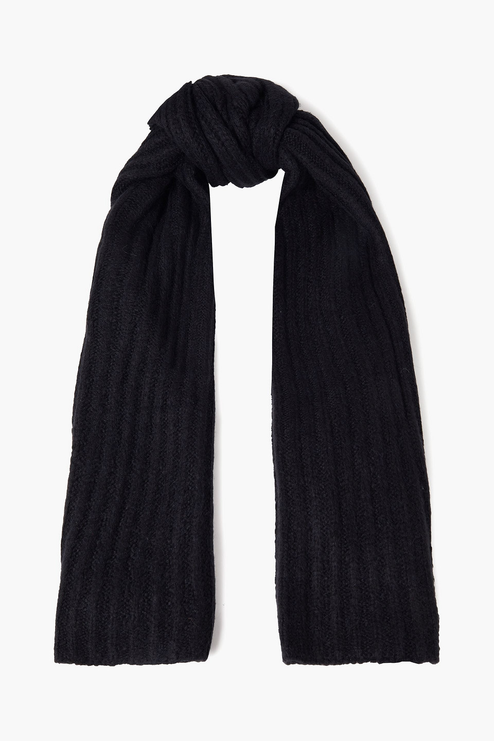 American Vintage Brushed Ribbed-knit Scarf In Black