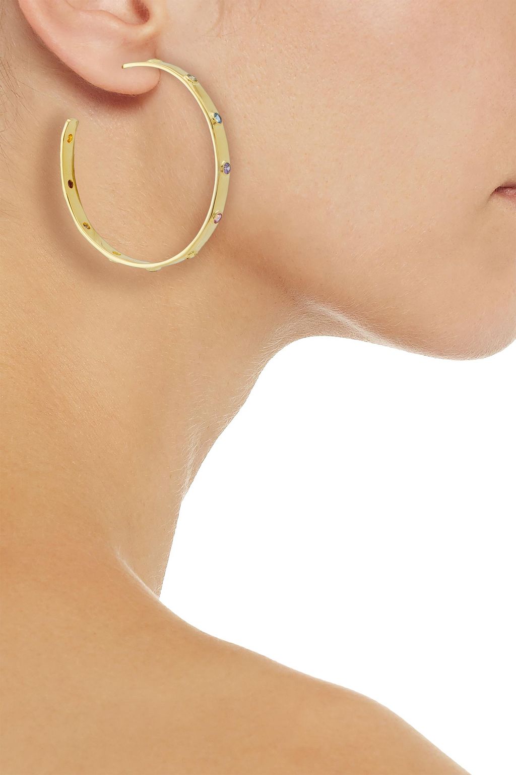 NOIR JEWELRY Gold-tone crystal hoop earrings