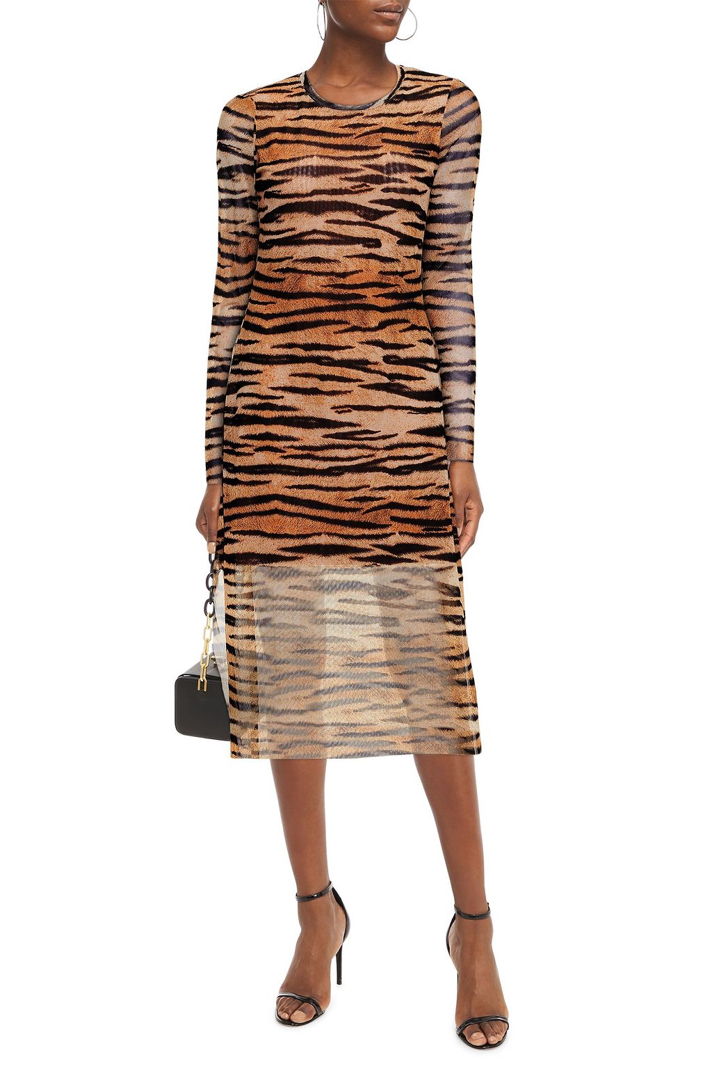 BAUM UND PFERDGARTEN Jolanda tiger-print stretch-mesh midi dress