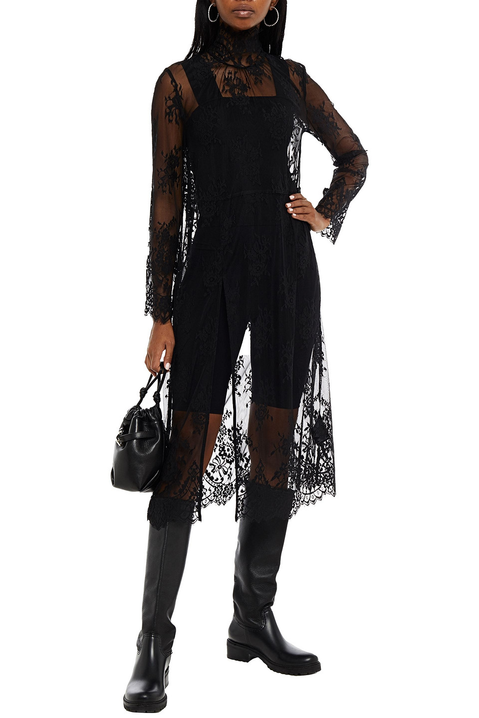 Baum Und Pferdgarten Akala Scalloped Lace Midi Dress In Black