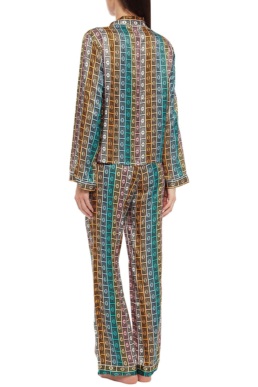 MORGAN LANE Printed satin pajama pants