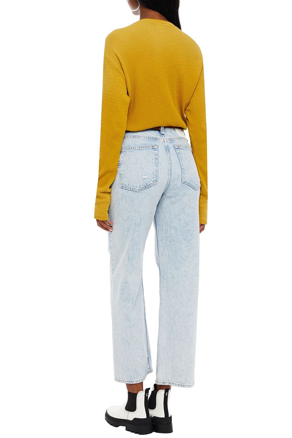 RE/DONE BY HANES Waffle-knit cotton-jersey top