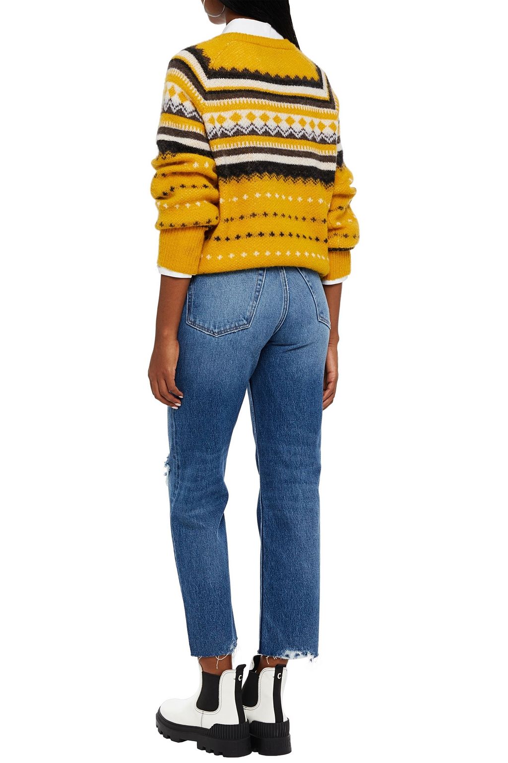 RE/DONE Brushed jacquard-knit sweater