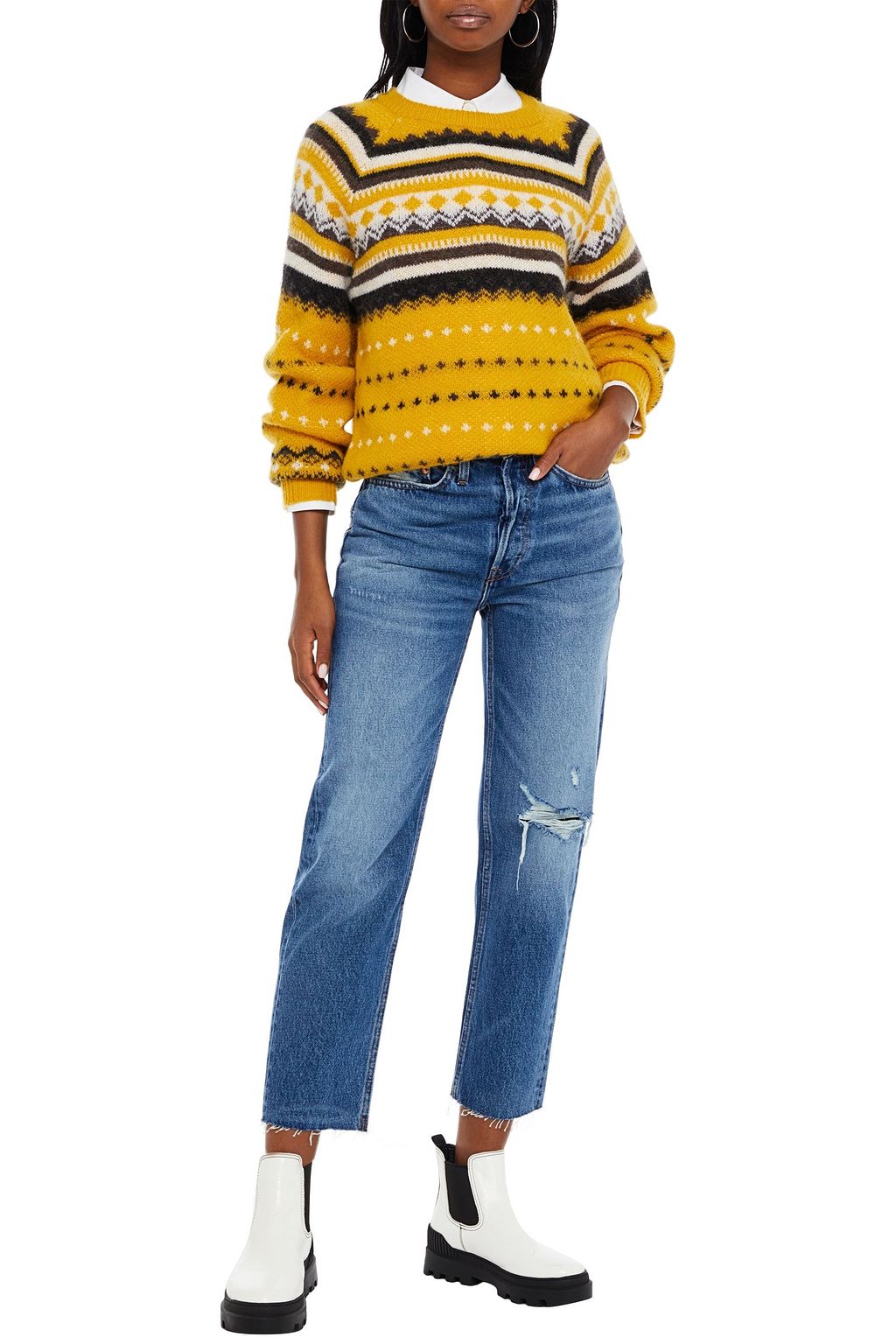 RE/DONE Brushed jacquard-knit sweater