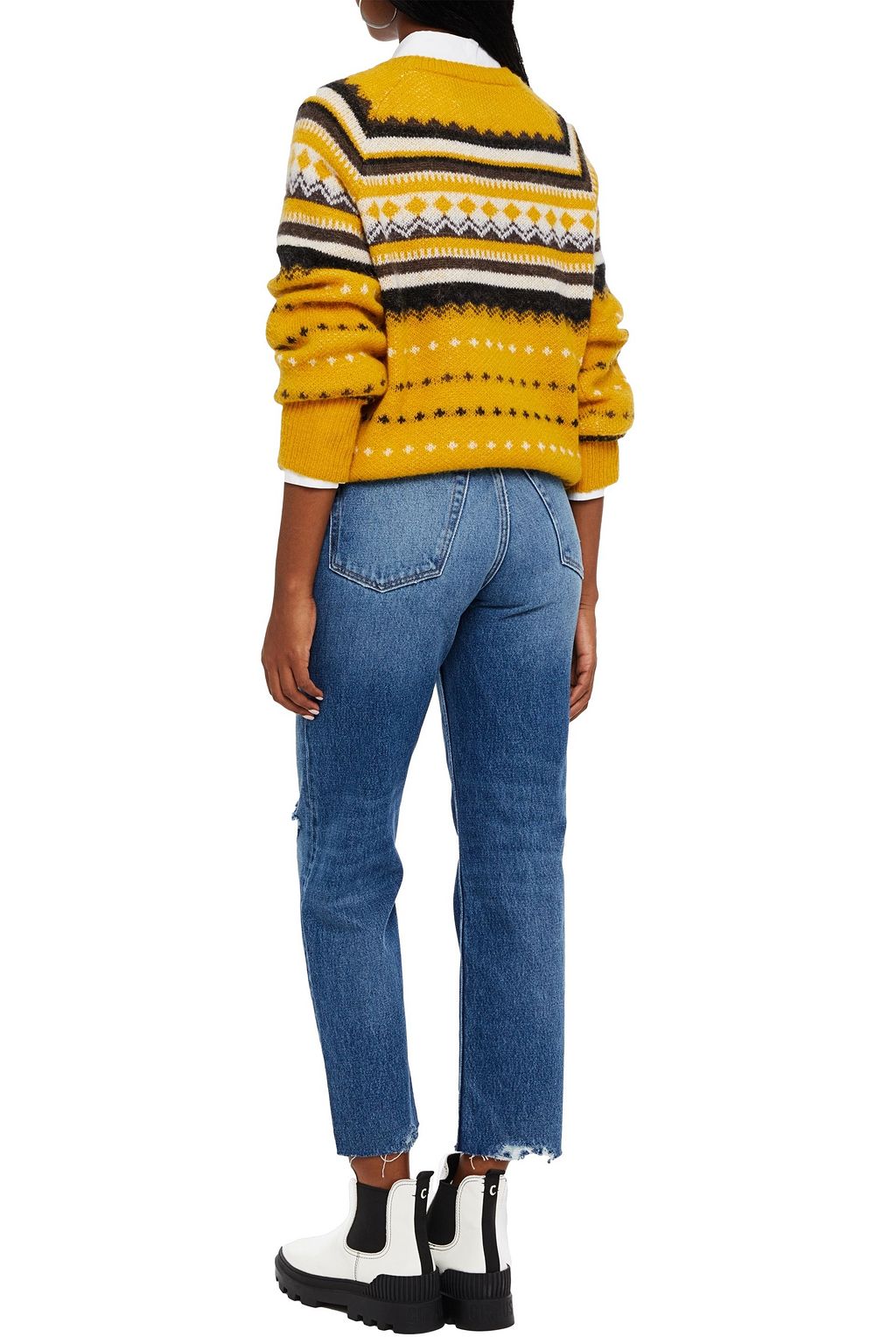 RE/DONE 70s cropped distressed high-rise straight-leg jeans