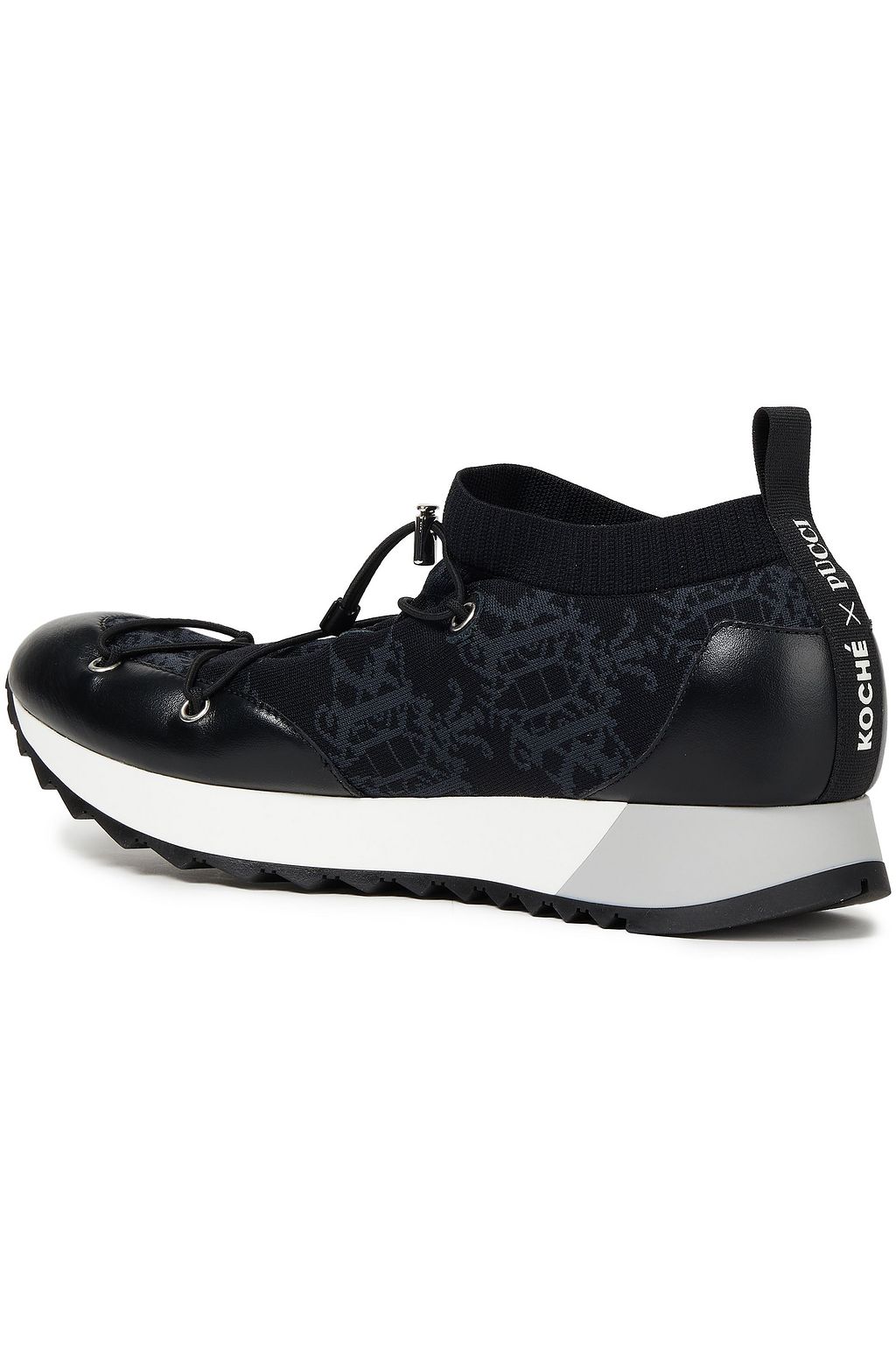 PUCCI Leather-trimmed jacquard-knit sneakers