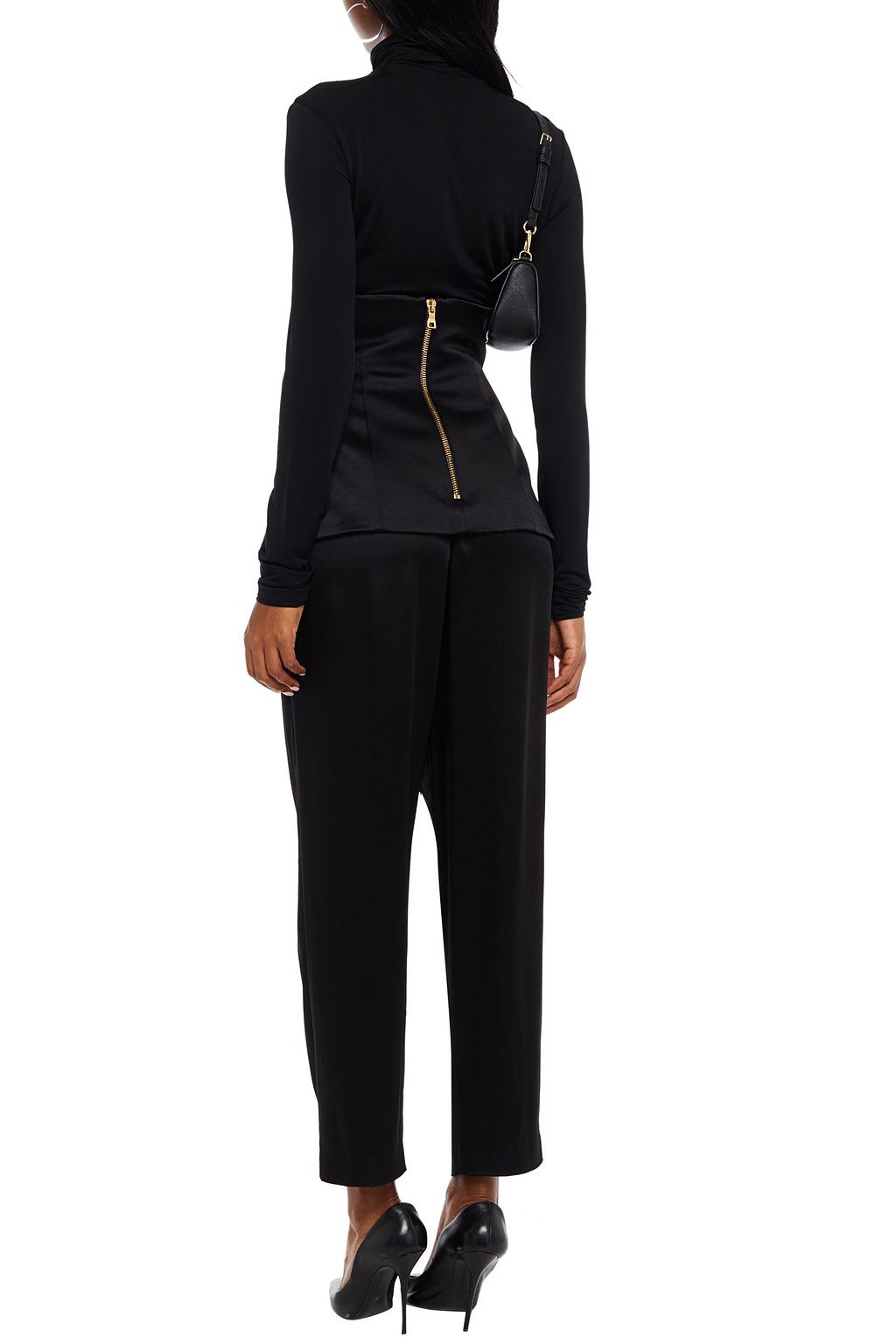 BALMAIN Layered button-embellished cady tapered pants