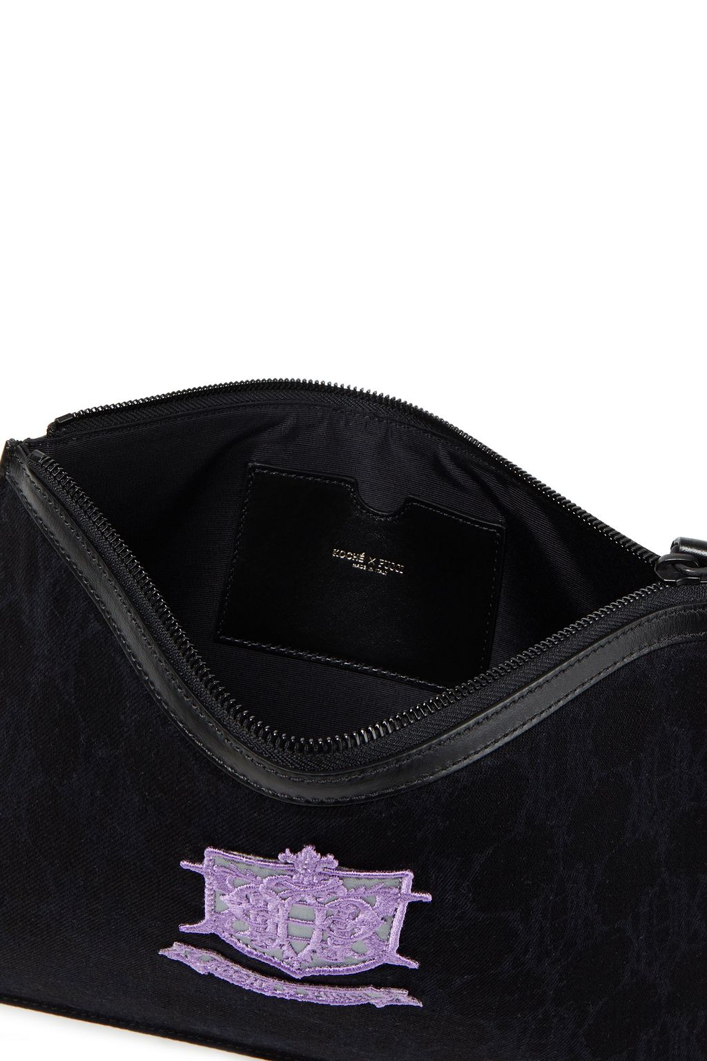 KOCHÉ X PUCCI Leather-trimmed appliquéd cotton-blend jacquard pouch