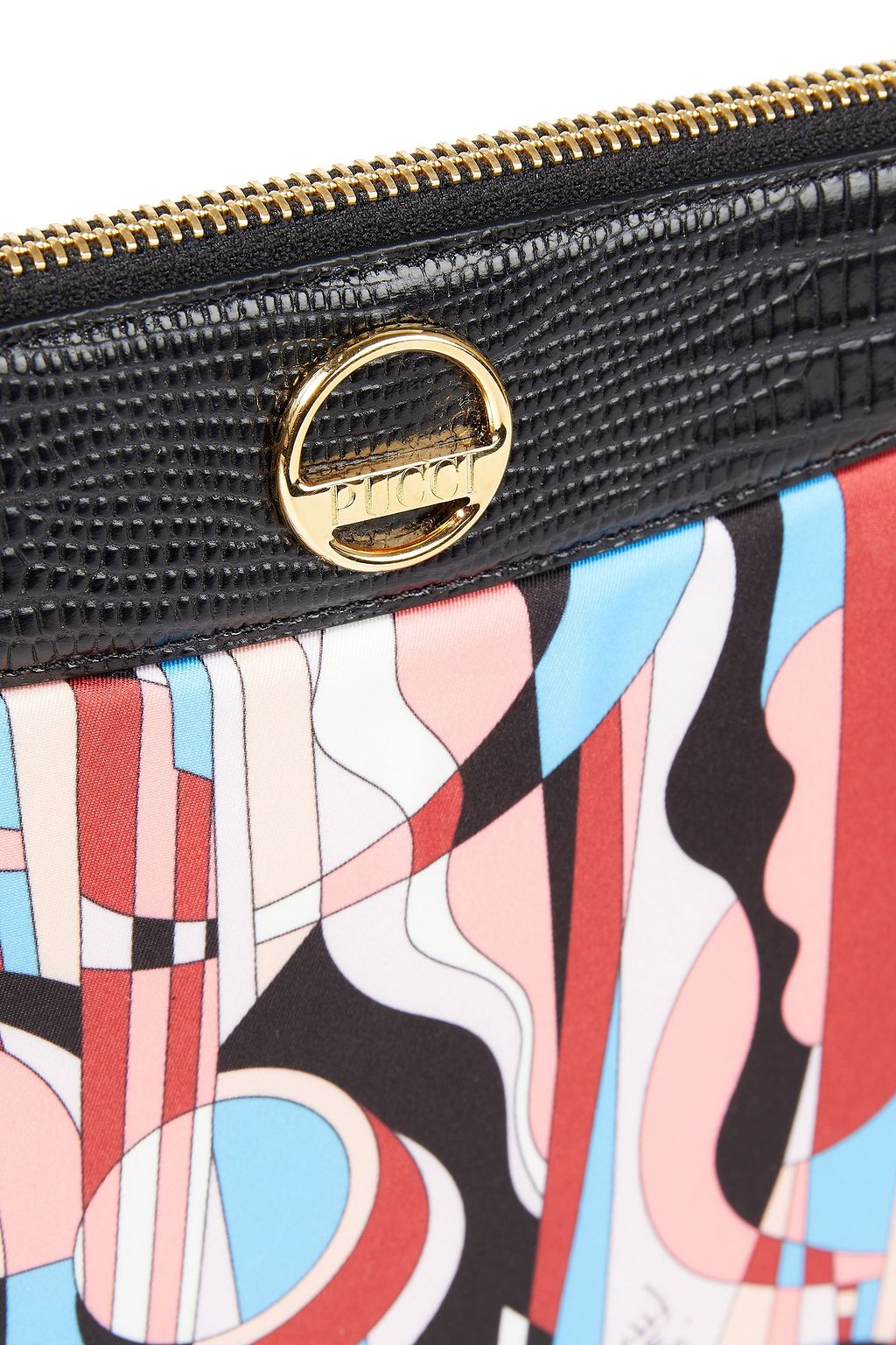 PUCCI Printed twill and croc-effect leather tablet case