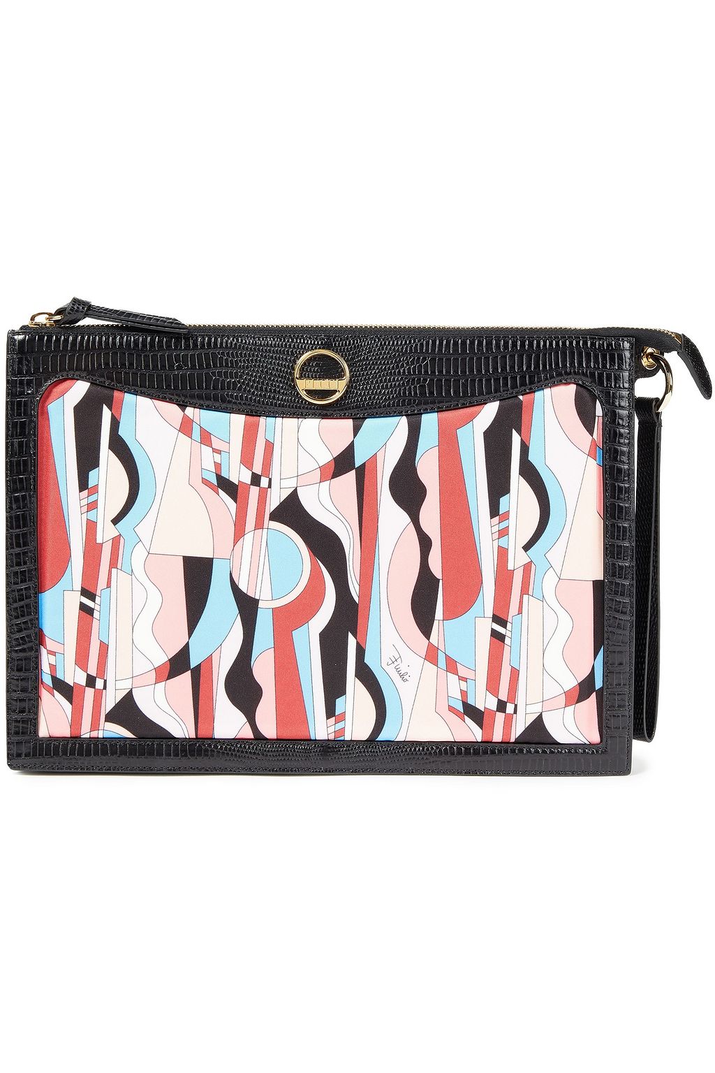 PUCCI Printed twill and croc-effect leather tablet case