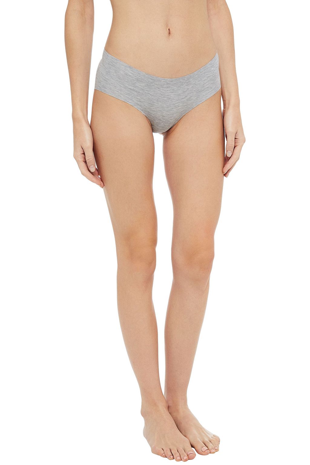 COMMANDO Mélange stretch-cotton jersey mid-rise briefs