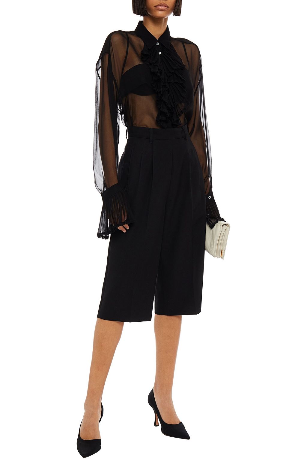 MAISON MARGIELA Ruffled silk-crepon blouse