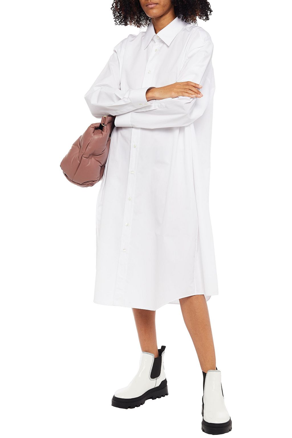 MAISON MARGIELA Drapiertes Oversized-Hemdkleid aus Baumwollpopeline in Midilänge