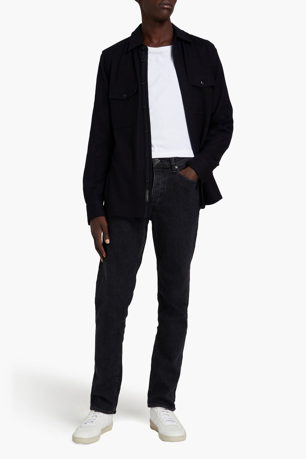 RAG & BONE Brushed wool-jersey shirt