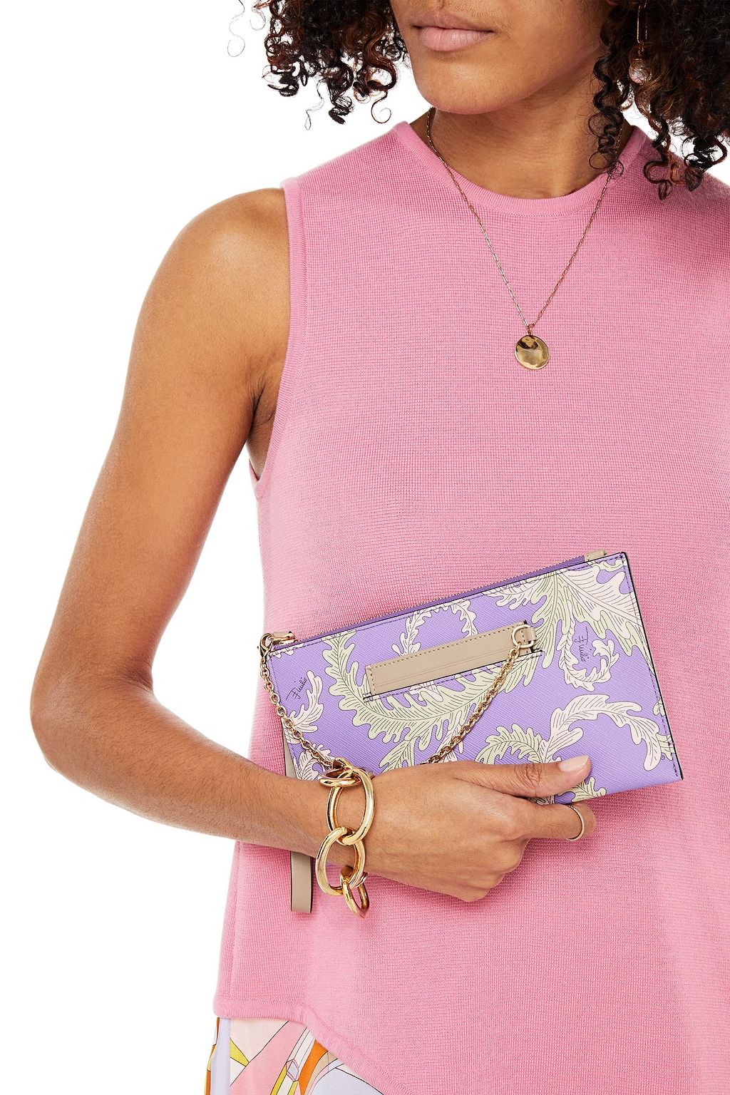PUCCI Leather-trimmed printed faux leather pouch