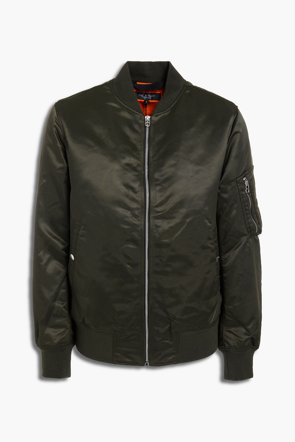 rag & bone - manston satin bomber jacket - green - xs