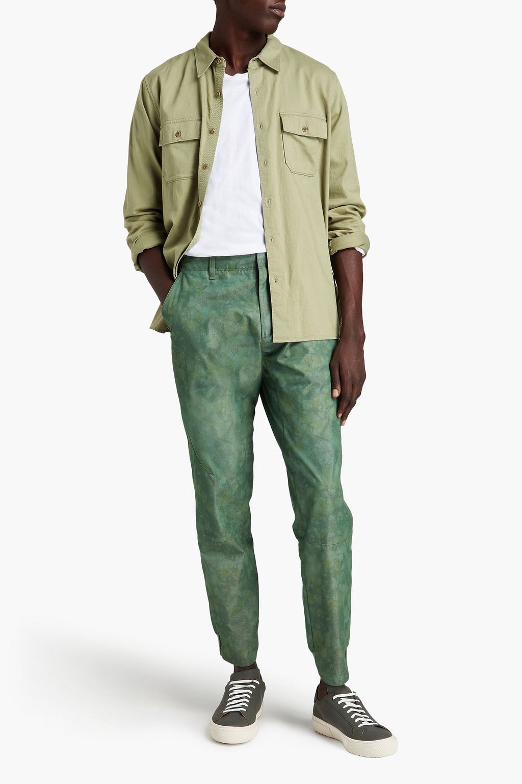 RAG & BONE Tapered printed cotton-blend poplin chinos