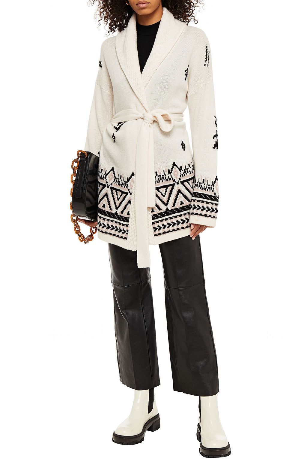 360CASHMERE Intarsia wool and cashmere-blend cardigan