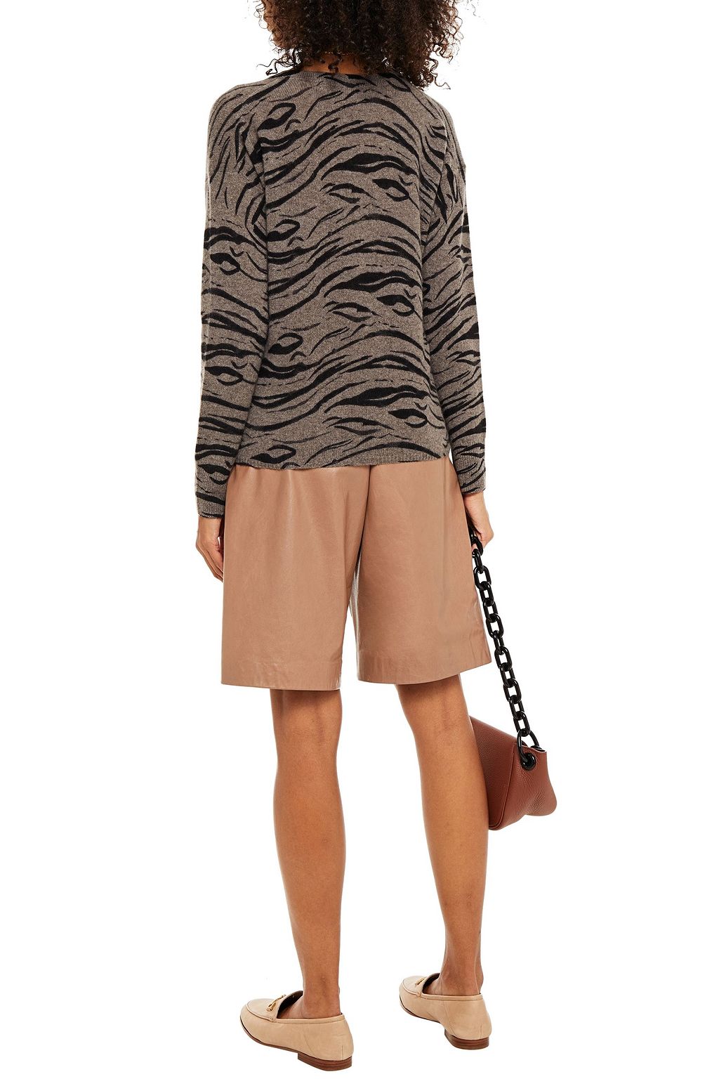 360CASHMERE Knotted zebra-print cashmere sweater