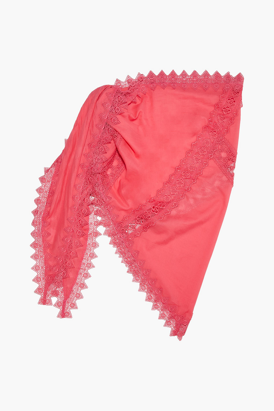 Charo Ruiz Ibiza Woman Crocheted Lace-trimmed Cotton-blend Voile Pareo Bright Pink Size ONESIZE