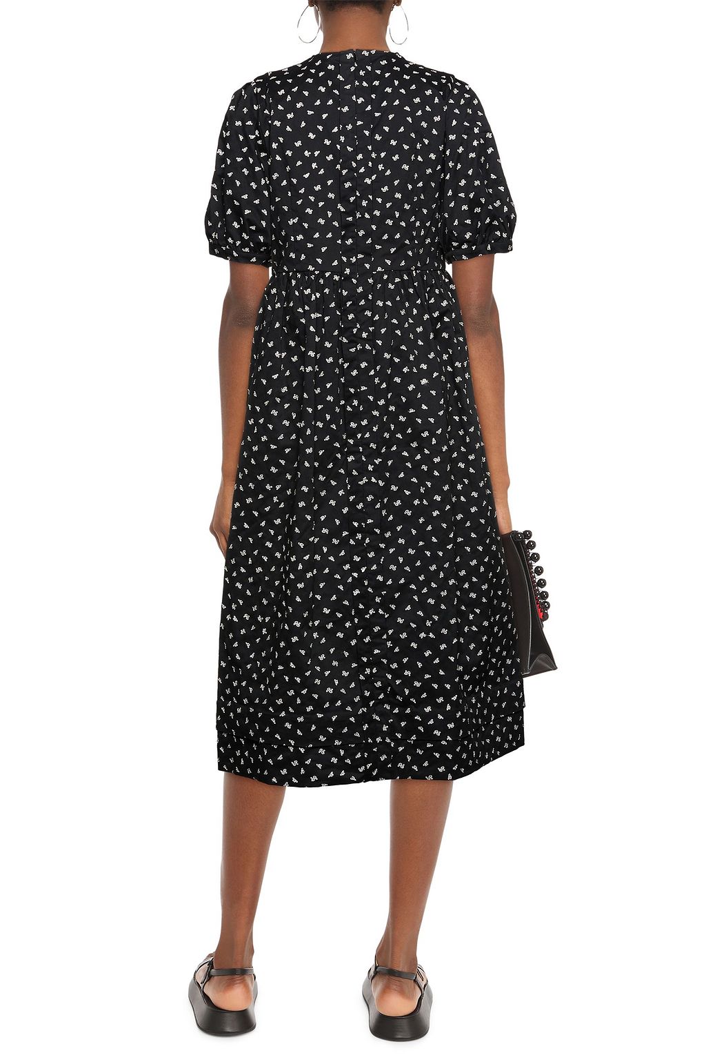 &DAUGHTER Dawn embroidered gathered cotton-twill midi dress