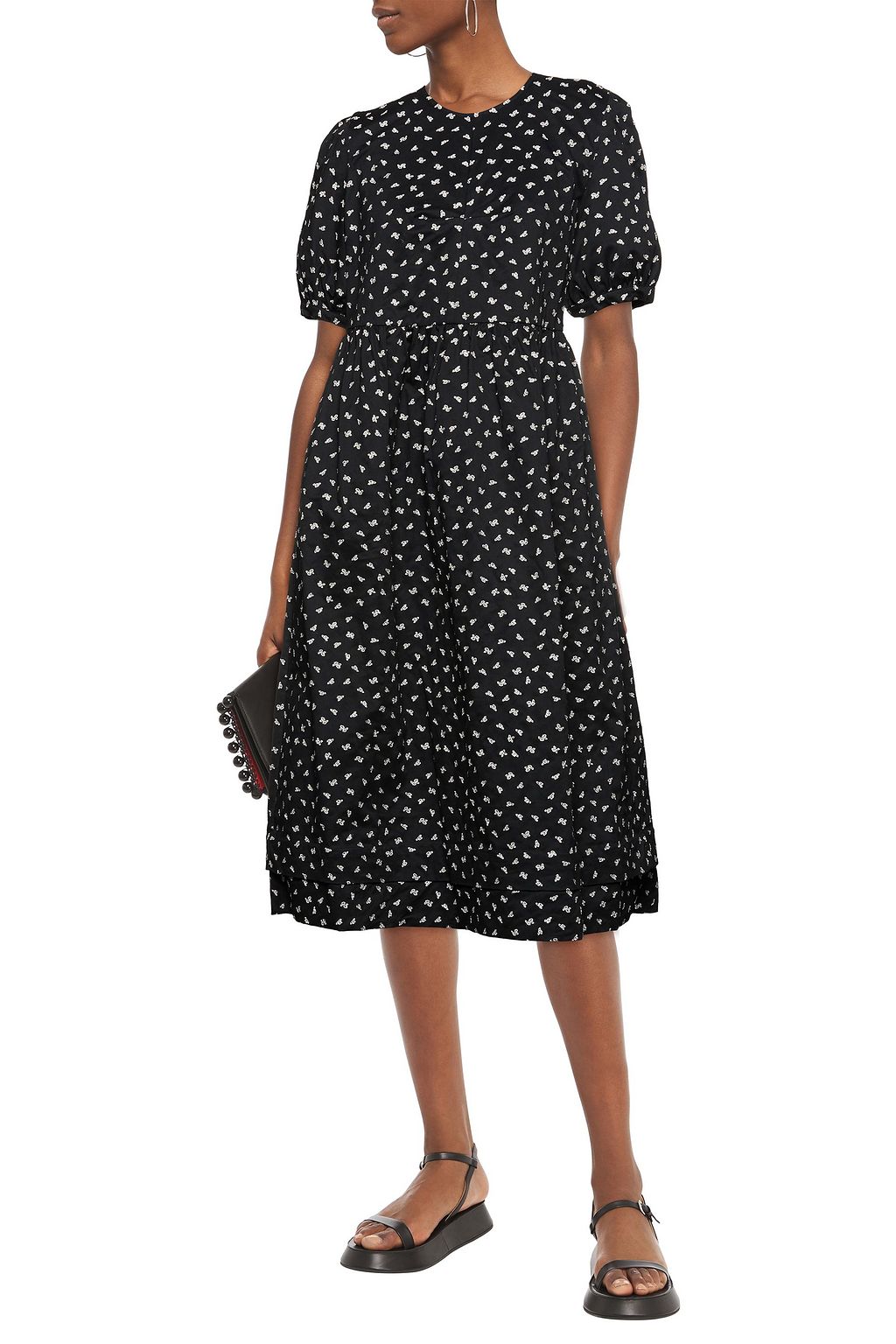 &DAUGHTER Dawn embroidered gathered cotton-twill midi dress