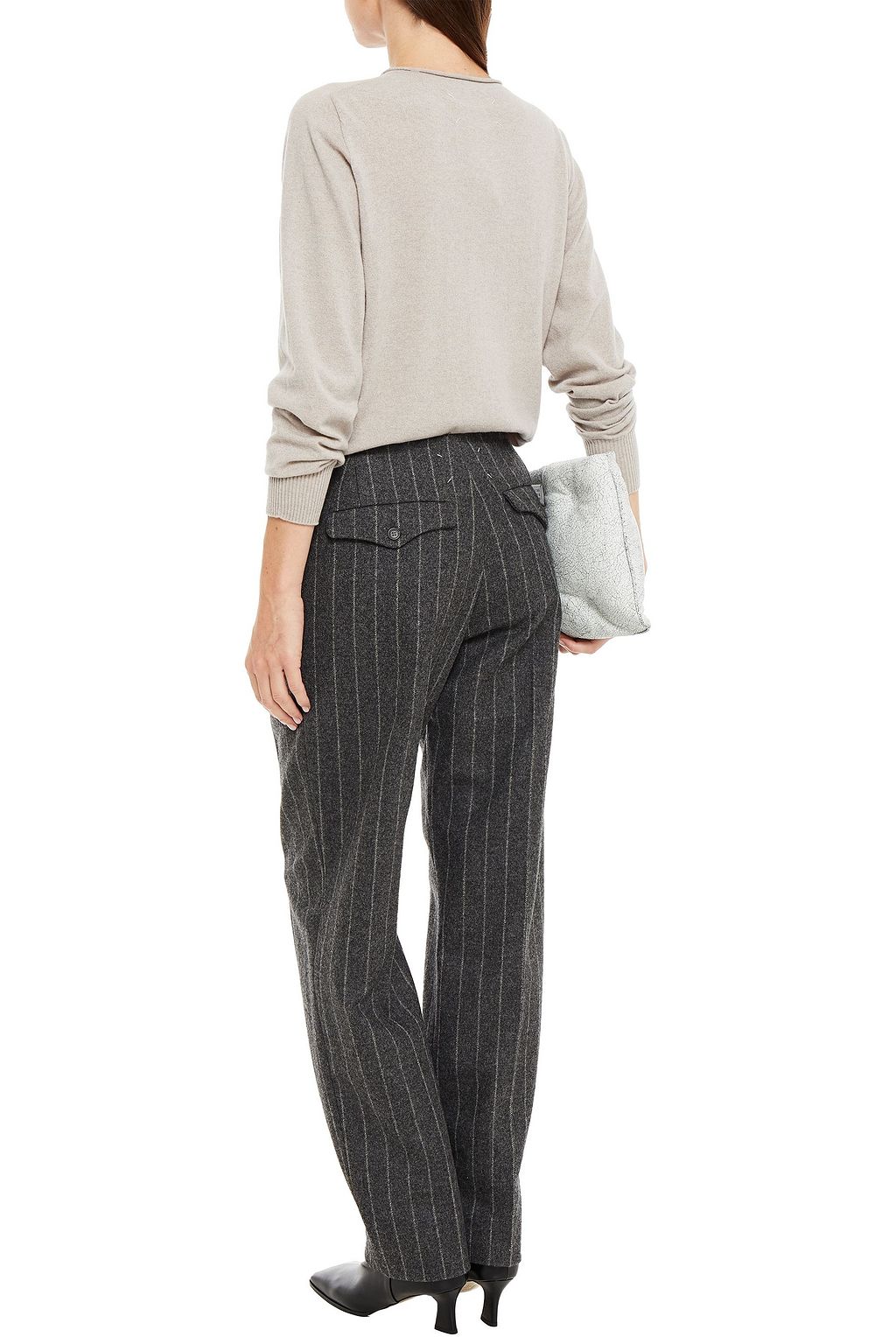 MAISON MARGIELA Pleated pinstriped wool-felt tapered pants