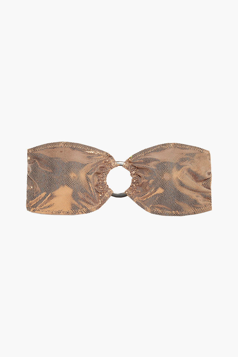 Solid & Striped The Tati Ring-embellished Metallic Snake-print Bandeau Bikini Top In Bronze