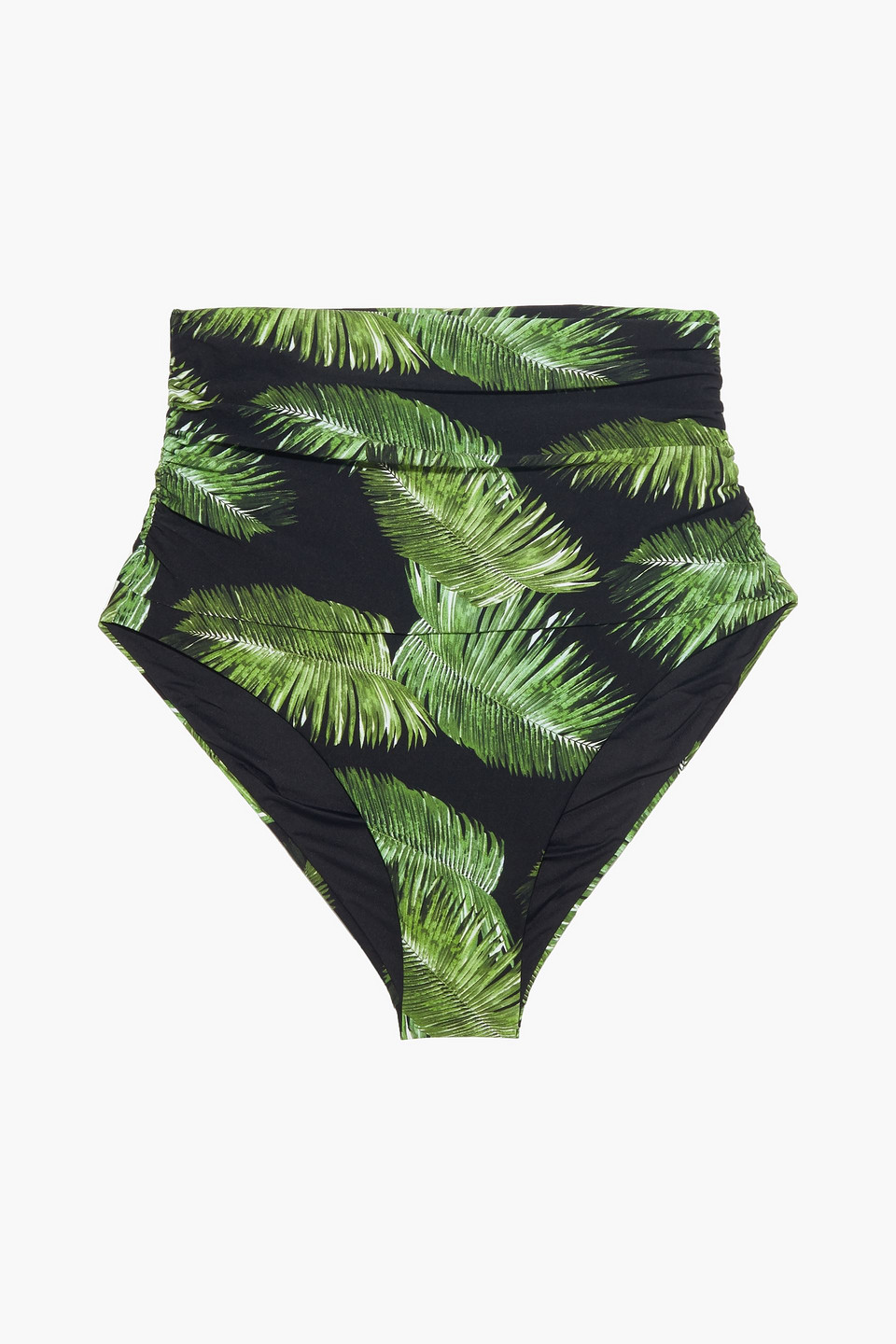 Melissa Odabash Caribe Ruched Printed High-rise Bikini Briefs In Black