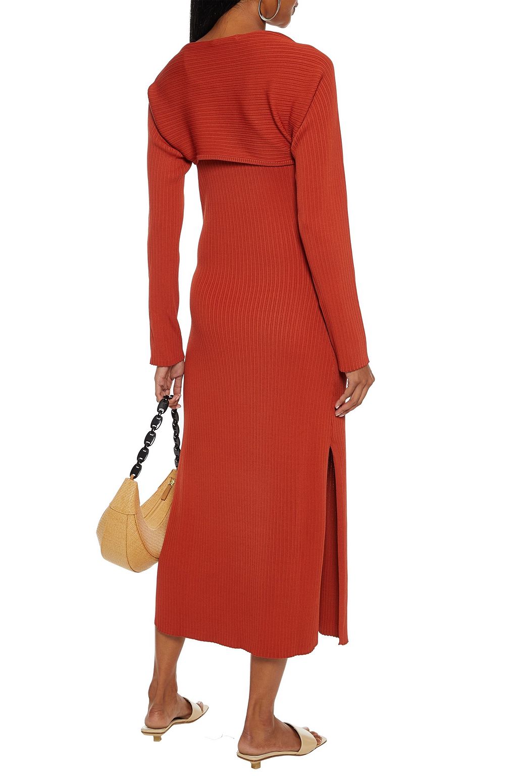 Brick Estela ribbed-knit cardigan and 