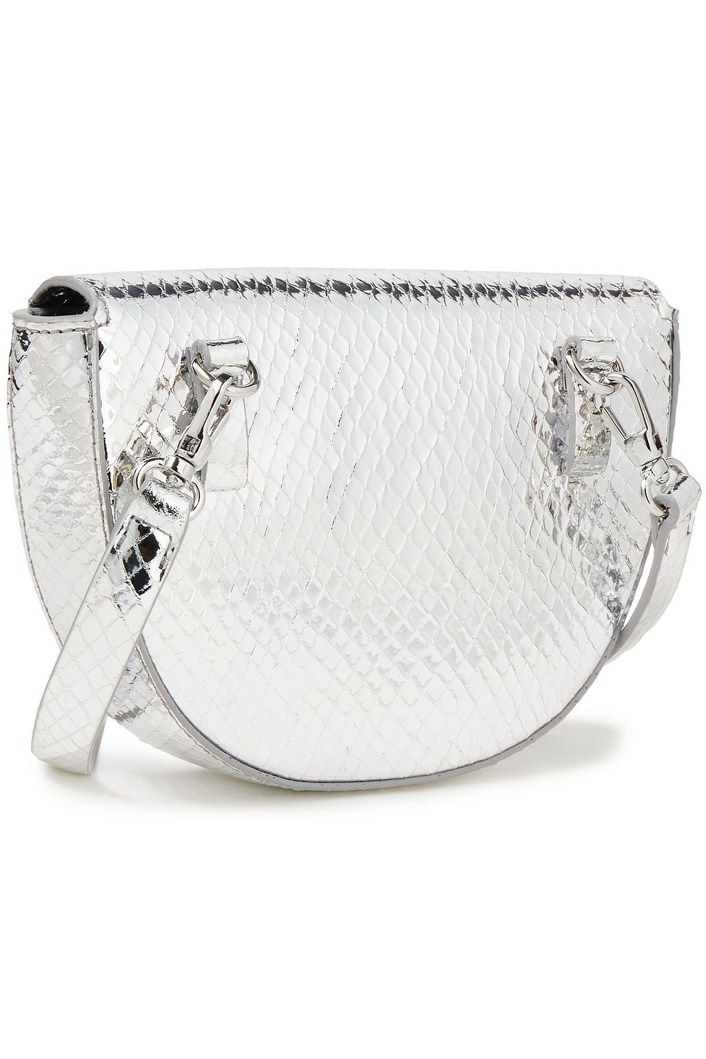 SERGIO ROSSI Metallic snake-effect leather shoulder bag