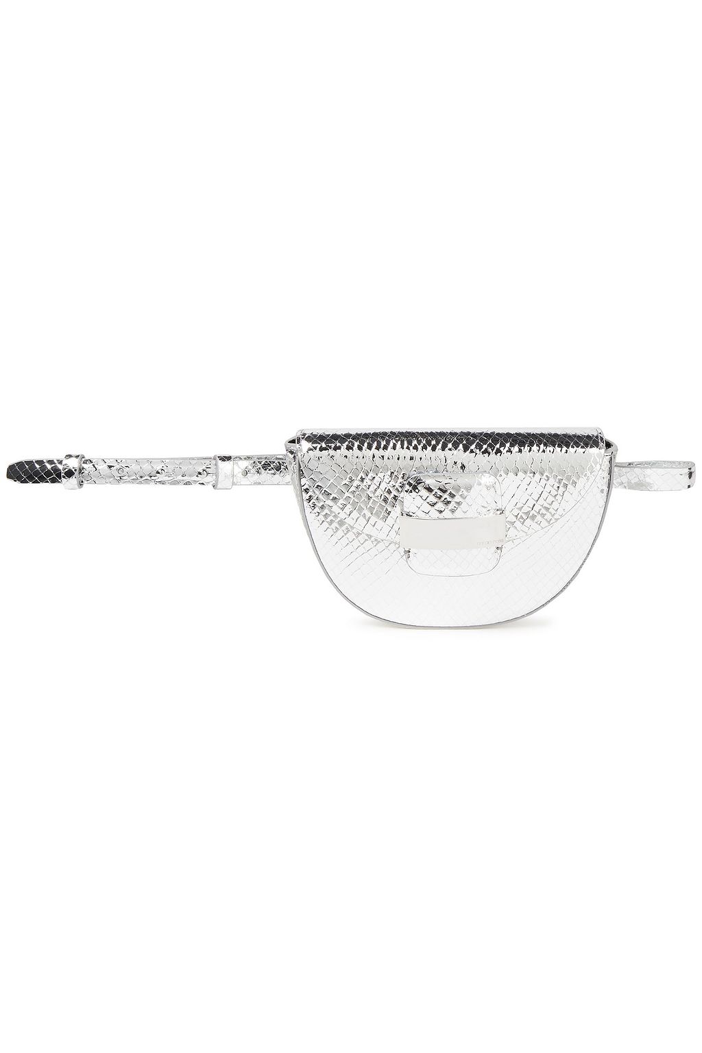 SERGIO ROSSI Metallic snake-effect leather shoulder bag