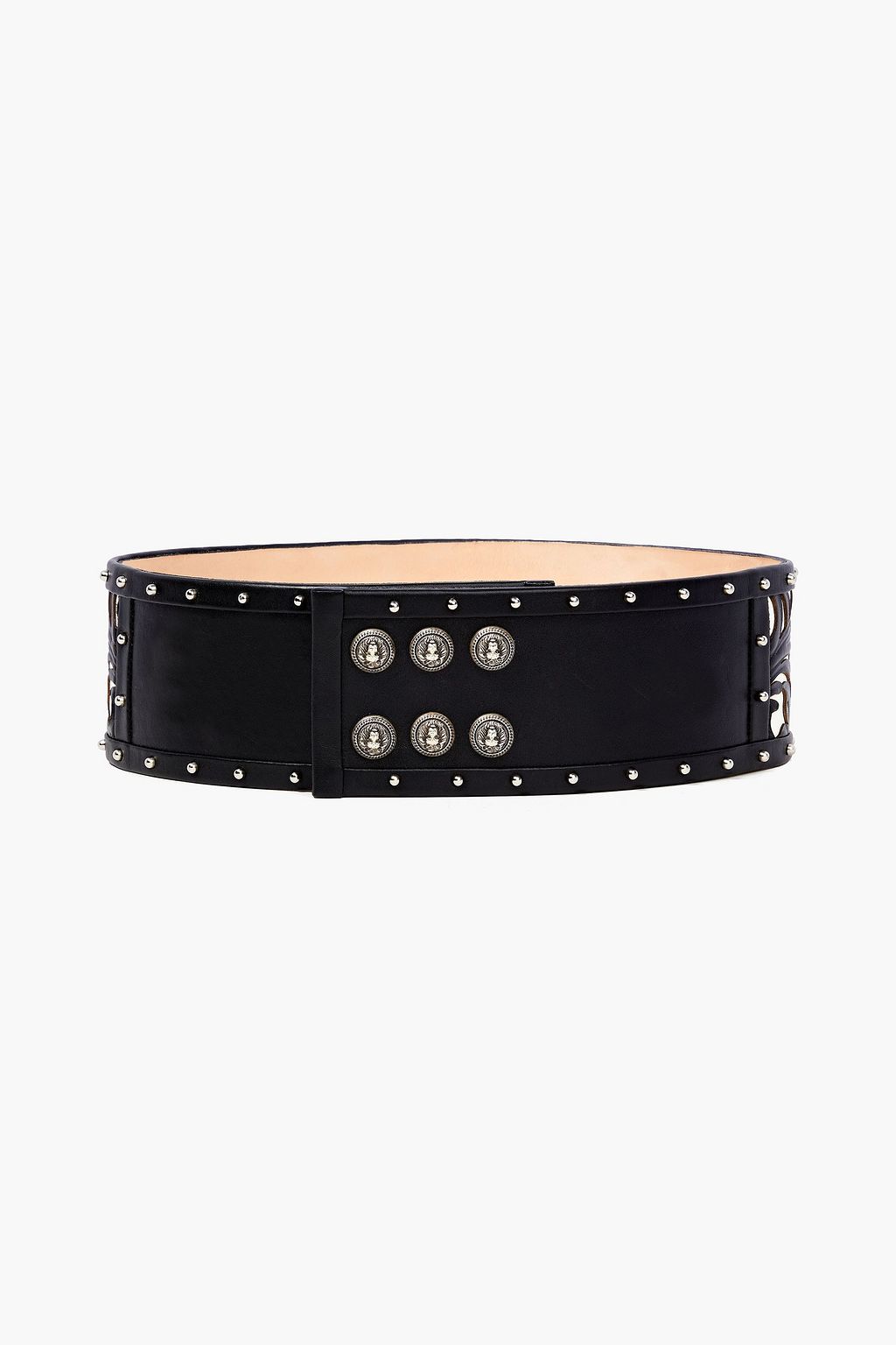 BALMAIN スタッズ付き レーザーカット レザー ベルト | THE