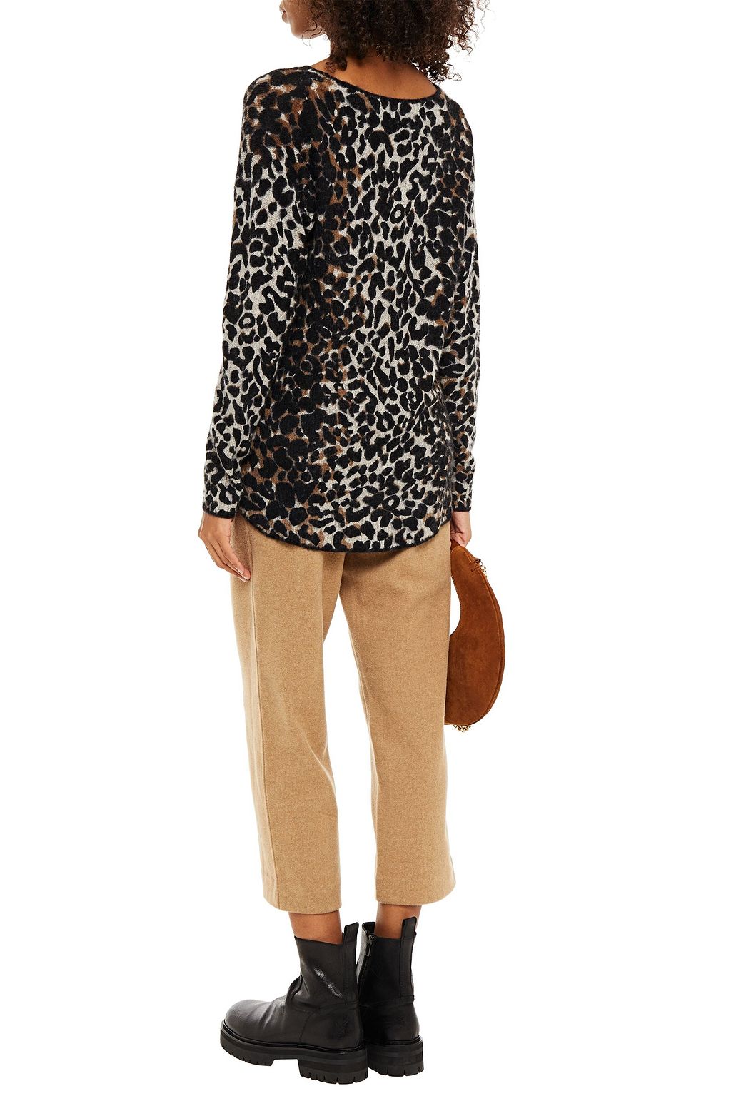 360CASHMERE Leopard-print merino wool and cashmere-blend sweater