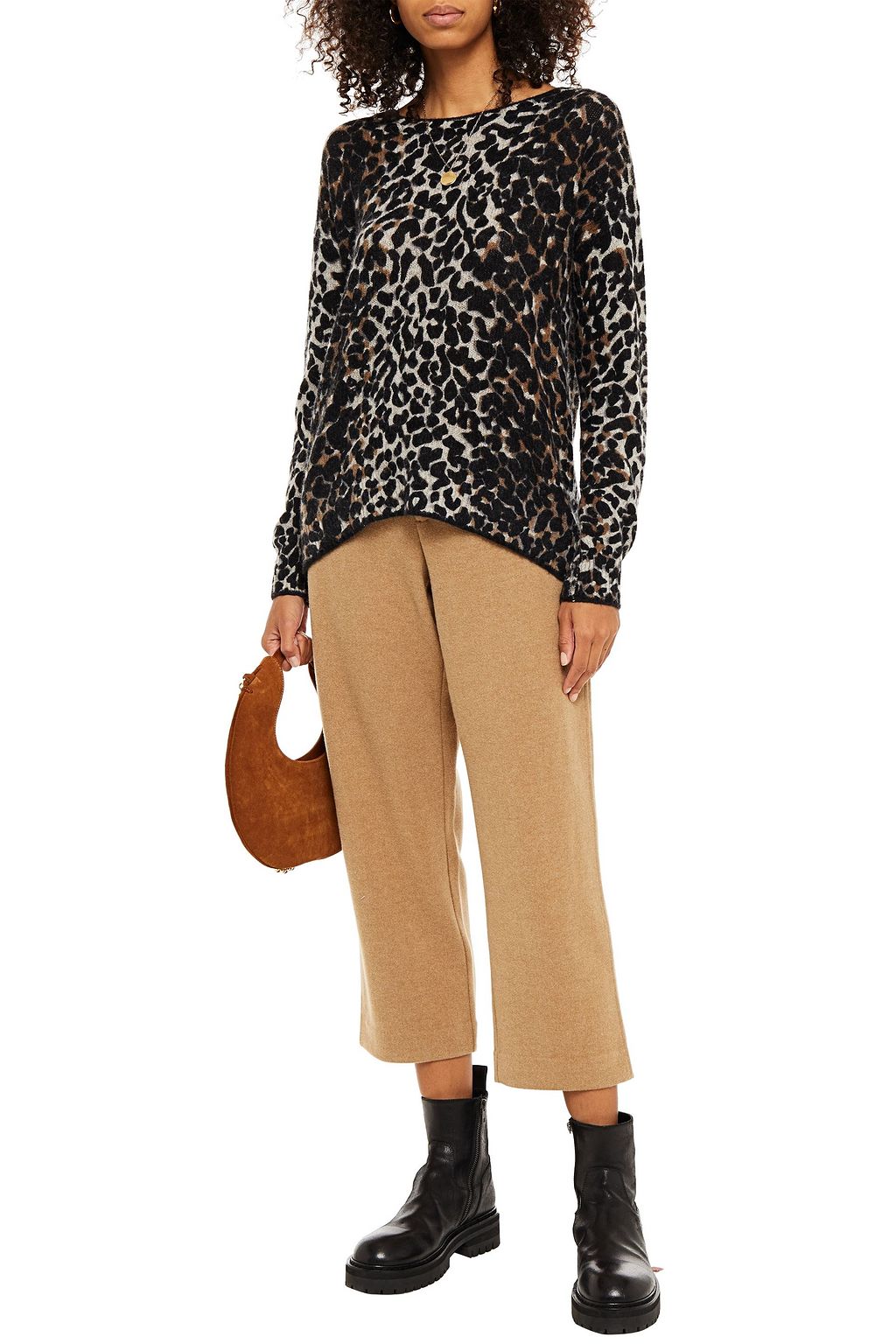 360CASHMERE Leopard-print merino wool and cashmere-blend sweater