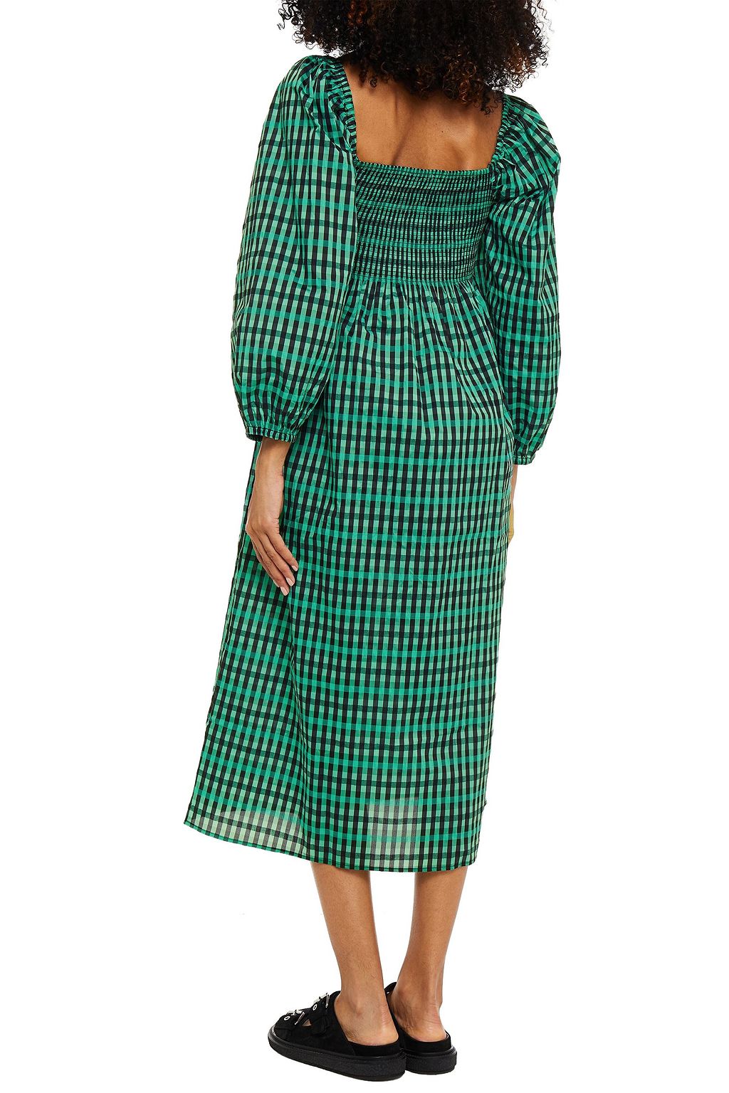 BAUM UND PFERDGARTEN Aquina shirred gingham seersucker dress
