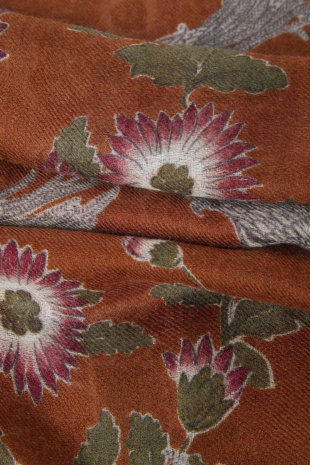 LORO PIANA Printed cashmere and silk-blend scarf