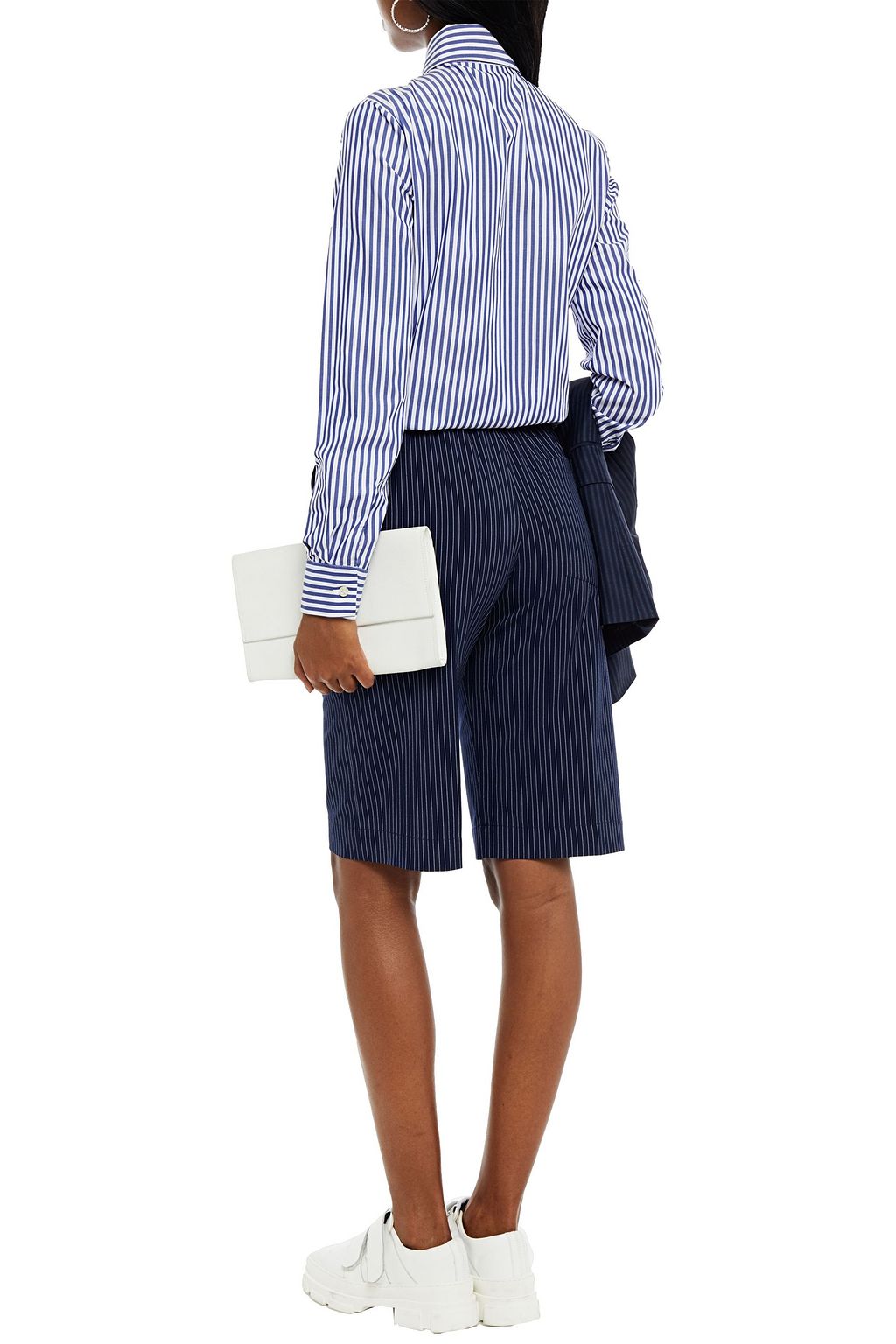 BAUM UND PFERDGARTEN Nyeva pinstriped crepe de chine shorts