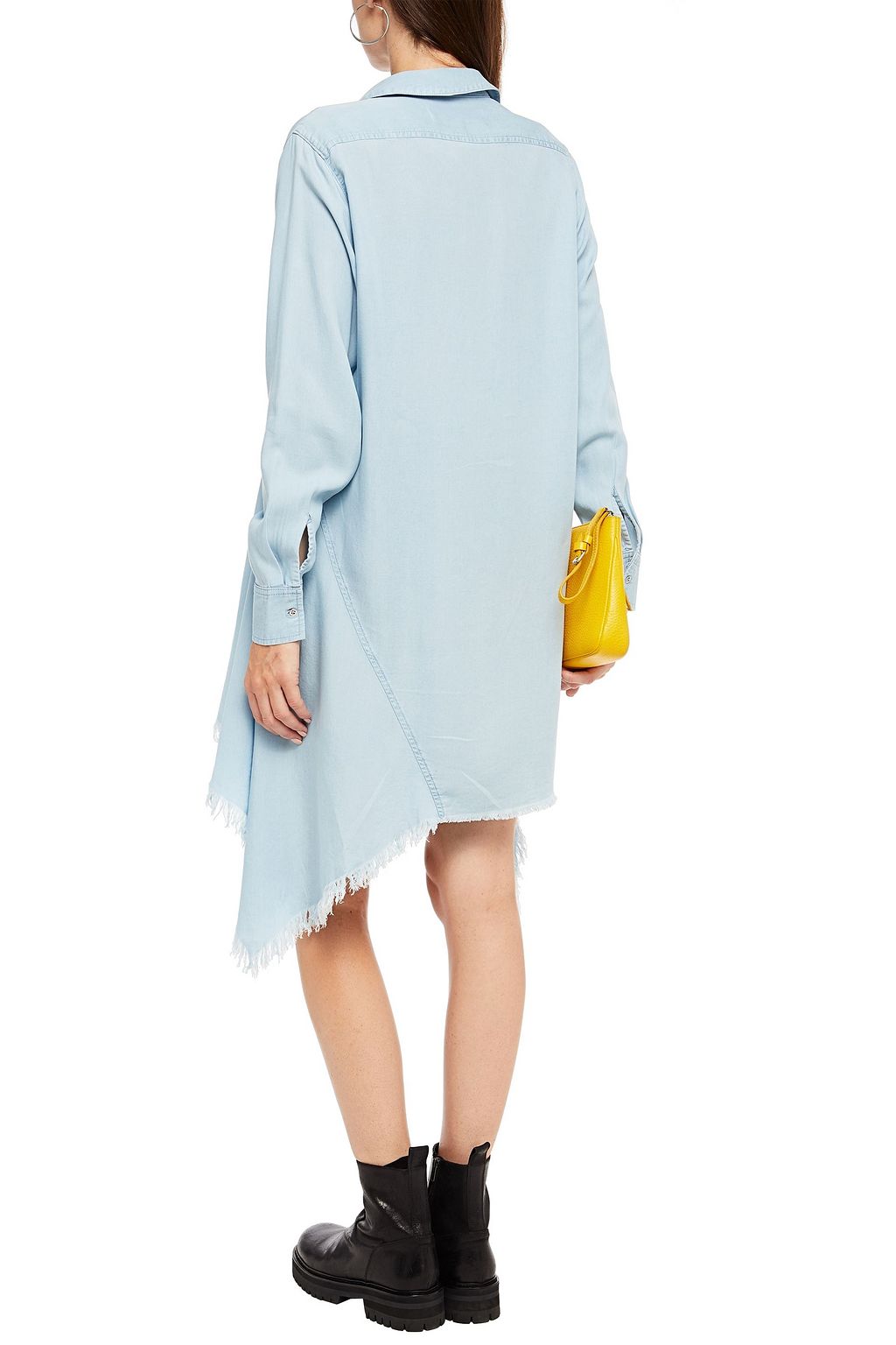 MARQUES' ALMEIDA Asymmetric frayed chambray mini dress