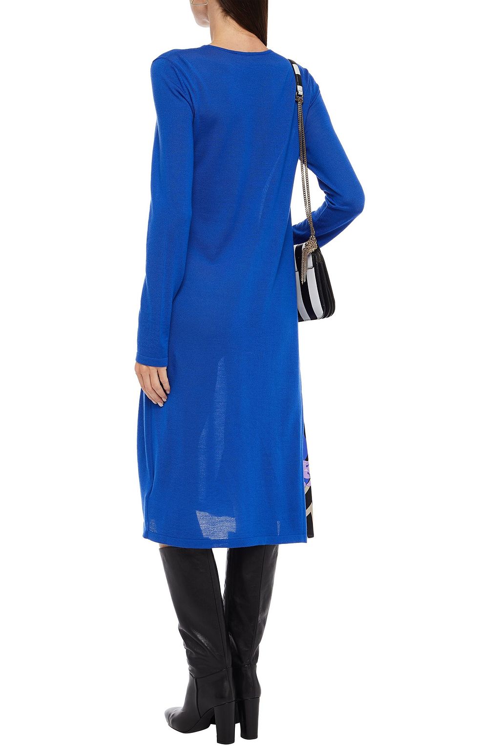 PUCCI Printed silk twill-paneled wool midi dress
