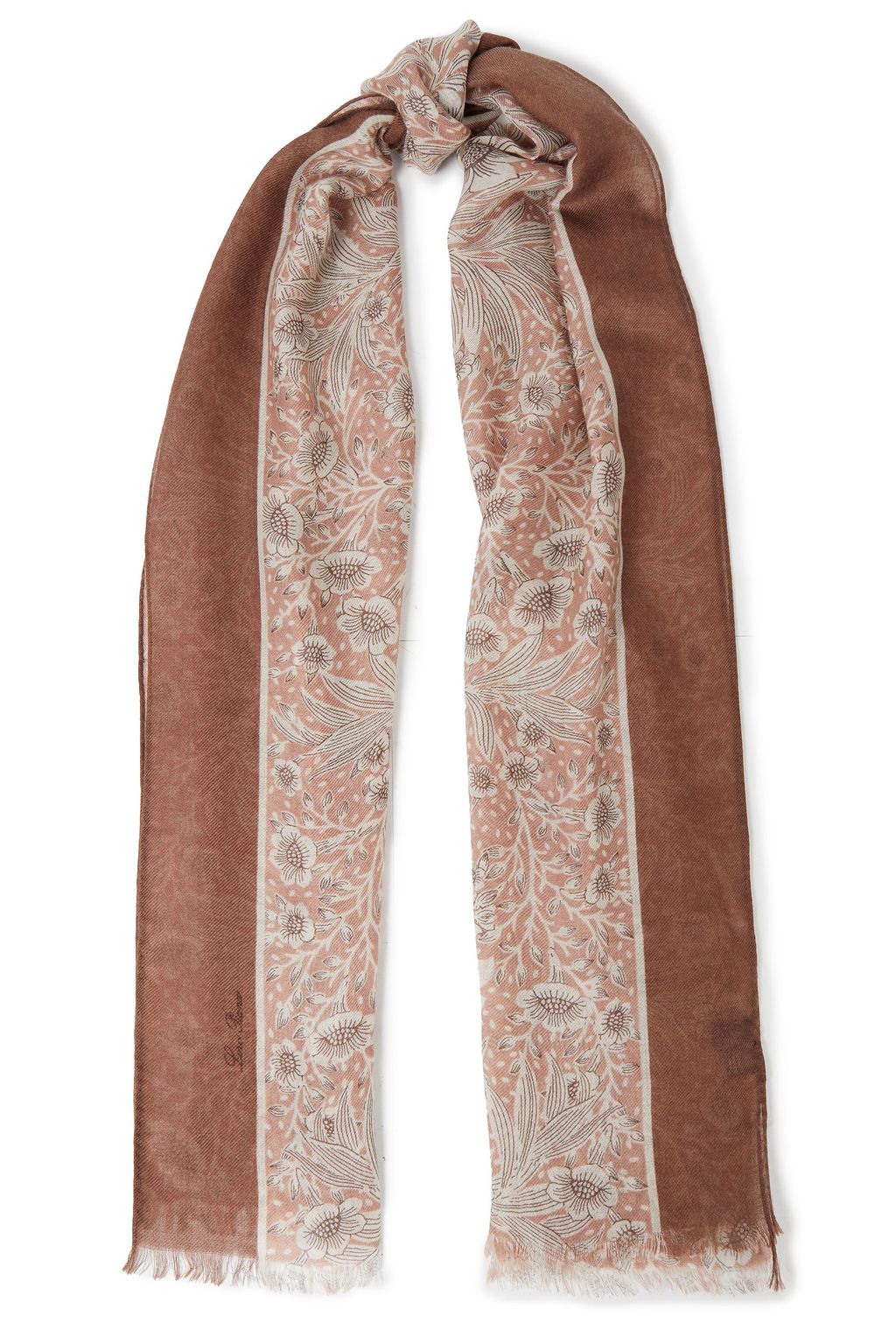 Antique rose Floral-print cashmere and silk-blend twill scarf | Sale up to  70% off | THE OUTNET | LORO PIANA | THE OUTNET